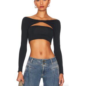 SER.O.YA Ellis Top Cropped Cut out Long Sleeve Top Black Size XS